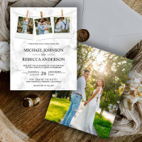 Faire-part de mariage budget photo en marbre blanc