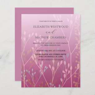 Papier Faire-part de mariage Budget Pink Grasses & Foliin