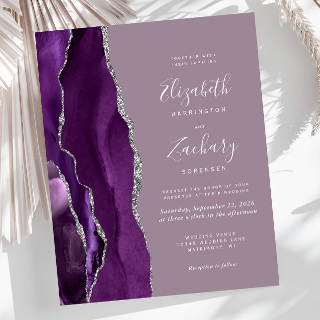 Papier Faire-part de mariage Budget Violet Agate Mauve Ar (Créateur téléchargé)