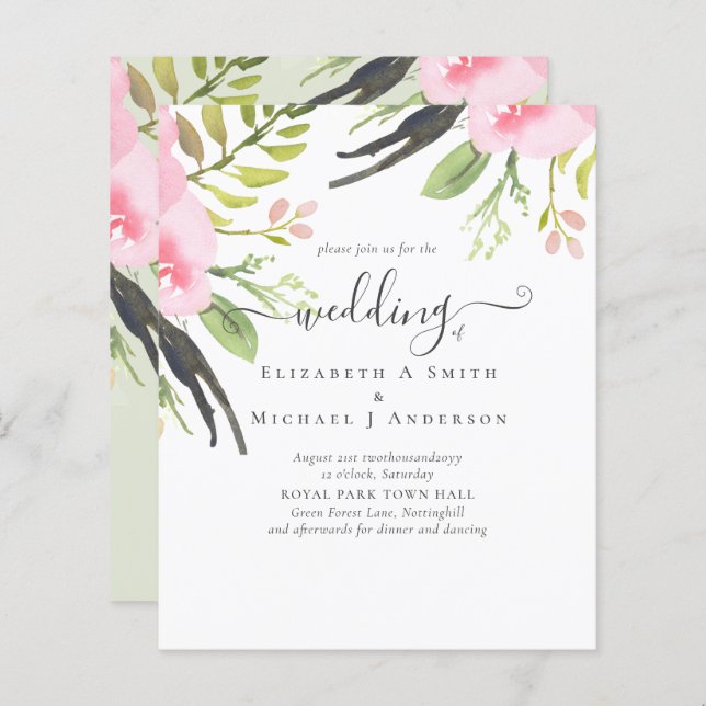 Papier Faire-part de mariage budgétaire de qualité d'oliv (Devant / Derrière)