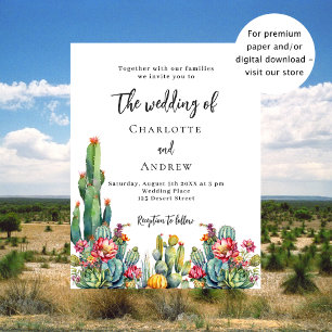 Papier Faire-part de mariage budgétaire Fleurs Cactus
