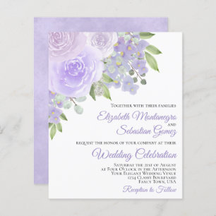 Papier Faire-part de mariage BUDGÉTAIRE Rose violet