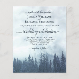 Papier Faire-part de mariage BUDGÉTAIRE Rustique Blue Pin