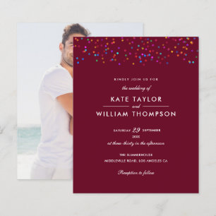 Papier Faire-part de mariage Burgundy Confetti Arc-en-cie