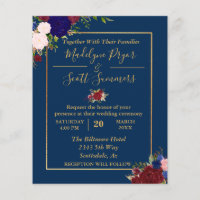 Faire-part de mariage cadre or bordeaux marine dor