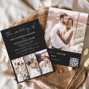 Papier Faire-part de mariage calligraphié avec code QR no