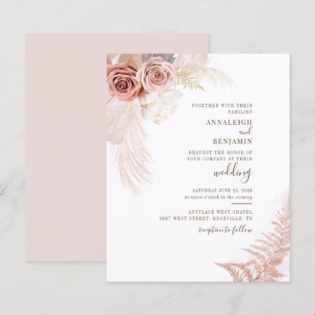 Papier Faire-part de mariage chic en terre cuite avec her (Devant / Derrière)