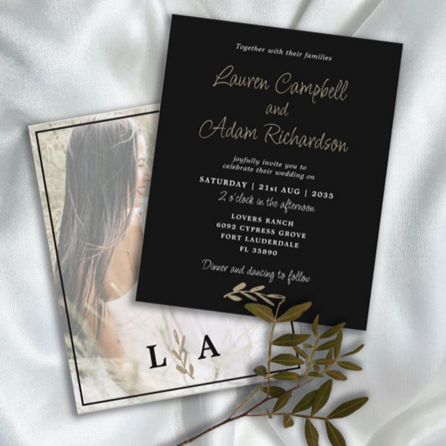 Papier Faire-part de mariage Classic noir et blanc Budget (Créateur téléchargé)