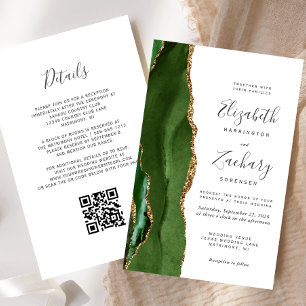 Papier Faire-part de mariage Code QR Vert Chasseur de Bud