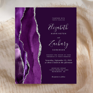 Papier Faire-part de mariage d'âge d'argent violet profon