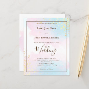 Papier Faire-part de mariage d'aquarelle Turquoise rose b