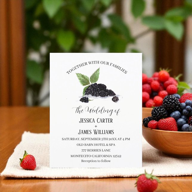Papier Faire-part de mariage de Blackberry rustique aquar (Créateur téléchargé)
