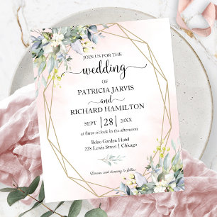 Papier Faire-part de mariage de budget géométrique rose