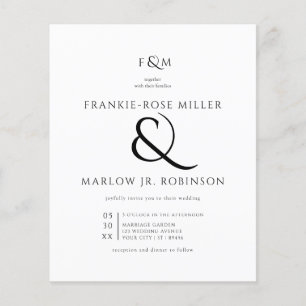 Papier Faire-part de mariage de budget monographique simp
