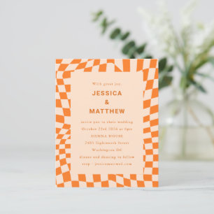 Papier Faire-part de mariage de chèque Abstrait Orange Bu