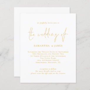 Papier Faire-part de mariage de code QR du script Gold du