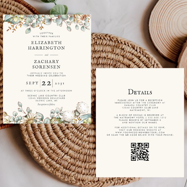 Papier Faire-part de mariage de code QR rustique (Créateur téléchargé)