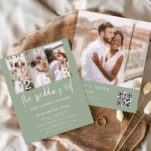 Papier Faire-part de mariage de code QR vert de l'échelle