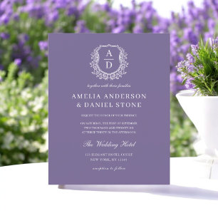Papier Faire-part de mariage de crête violet de lavande b