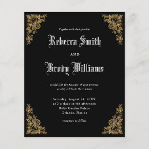 Papier Faire-part de mariage de dentelle Vintage noir Bud