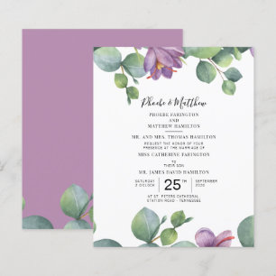 Papier Faire-part de mariage de feuillage vert pourpre Eu