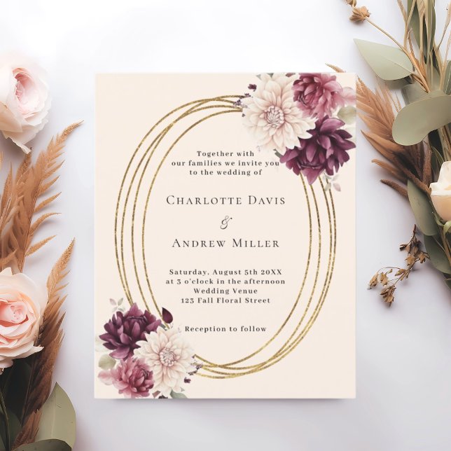 Papier Faire-part de mariage de fleurs d'ivoire beige bor (Créateur téléchargé)