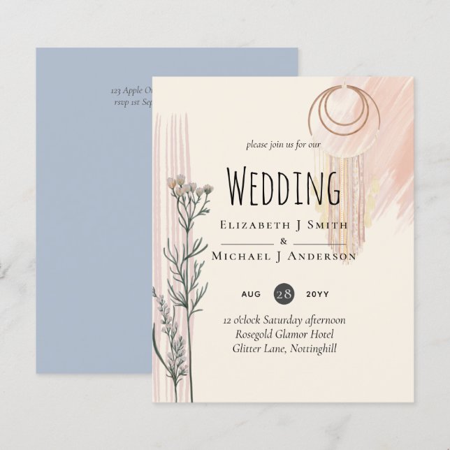 Papier Faire-part de mariage de la fourche bleu foncé (Devant / Derrière)