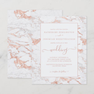 Papier Faire-part de mariage de marbre Rose or à huile