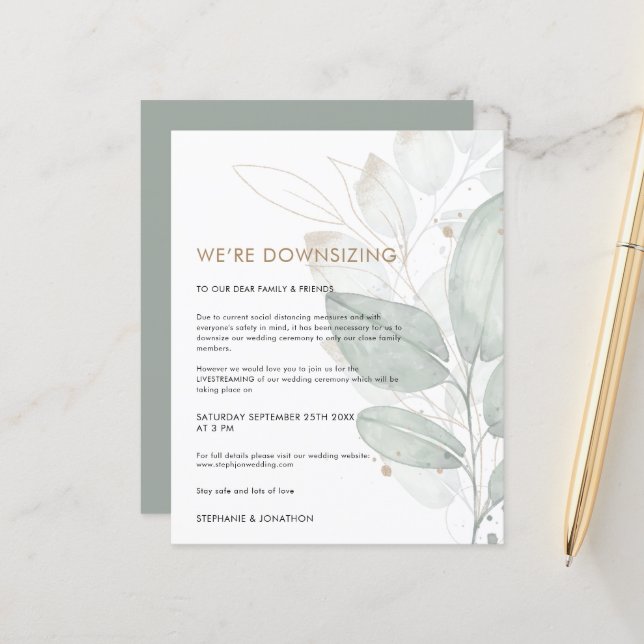 Papier Faire-part de mariage de réduction du financement  (Devant/Arrière en situation)