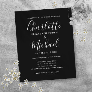 Papier Faire-part de mariage de script noir