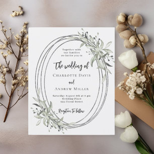 Papier Faire-part de mariage de verdure blanc doux