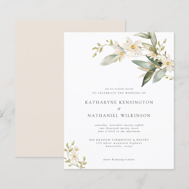 Papier Faire-part de mariage de verdure budgétaire (Devant / Derrière)