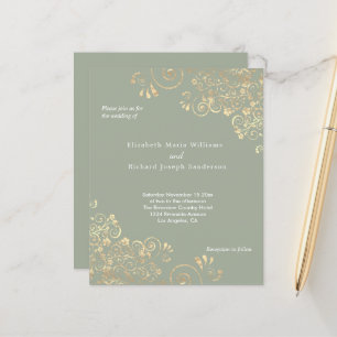 Papier Faire-part de mariage des tourbillons d'or de l'éc