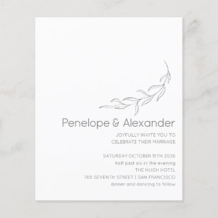 Papier Faire-part de mariage dessin botanique minimaliste