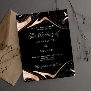 Papier Faire-part de mariage d'or rose noir