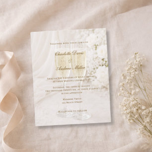 Papier Faire-part de mariage drapé doux Verre à Champagne