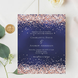 Papier Faire-part de mariage du budget de l'or rose bleu