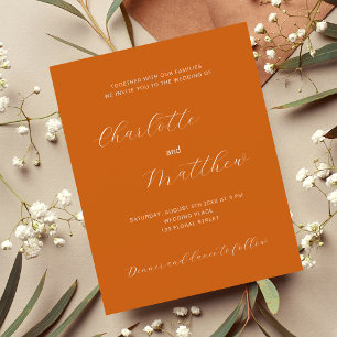Papier Faire-part de mariage du budget du script orange b