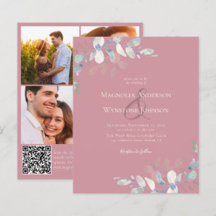Papier Faire-part de mariage économique Code QR Eucalyp