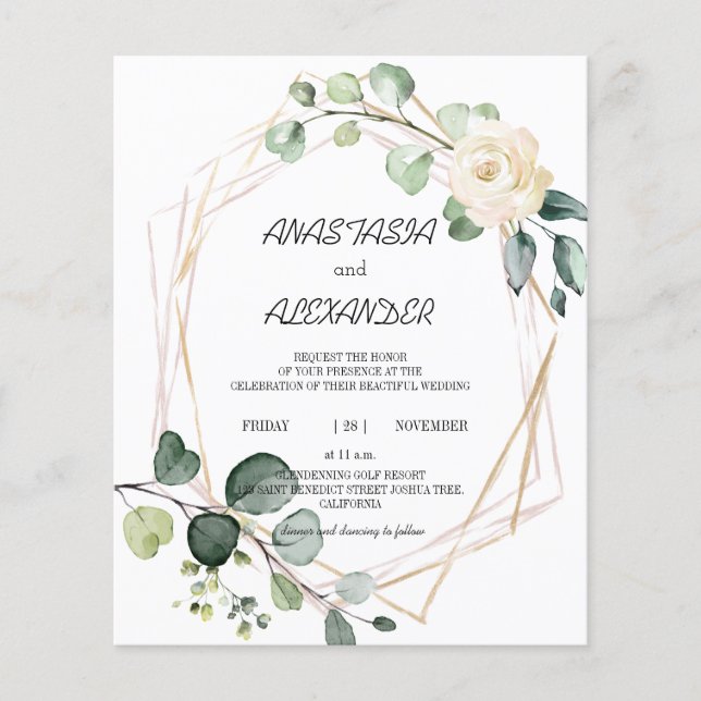 Papier Faire-part de mariage économique. Faire-part (Devant)