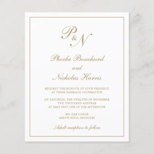 Papier Faire-part de mariage élégant et classique de luxe