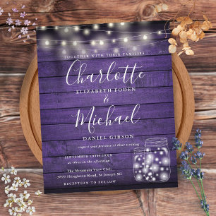 Papier Faire-part de mariage en bocaux Mason en bois viol