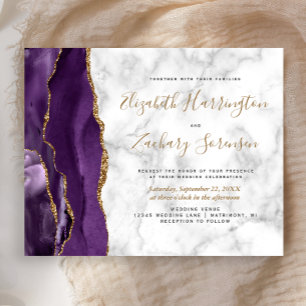 Papier Faire-part de mariage en marbre d'âge or violet bu