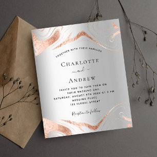 Papier Faire-part de mariage en marbre doré rose Budget