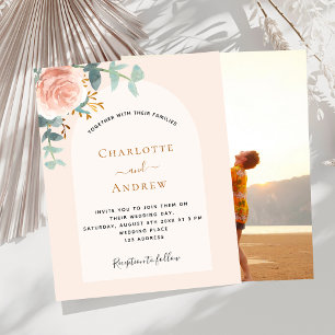Papier Faire-part de mariage en or rose floral