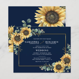 Papier Faire-part de mariage Fleur de tournesol Eucalyptu
