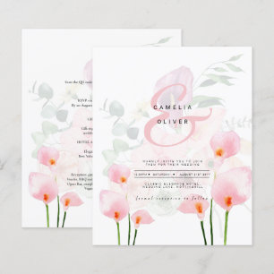 Papier Faire-part de mariage floral au lys calla rose Lea
