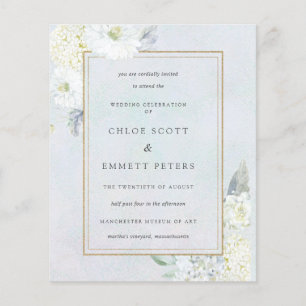 Papier Faire-part de mariage floral bleu bleu