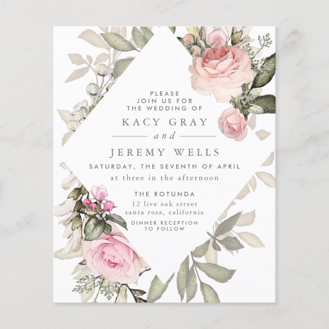 Papier Faire-part de mariage floral de printemps (Devant)