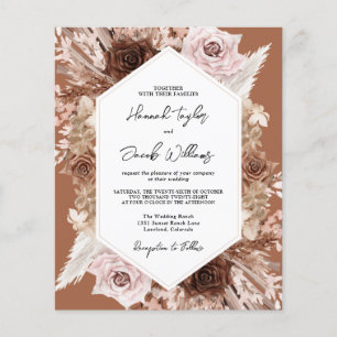 Papier Faire-part de mariage floral en terre cuite Boho à